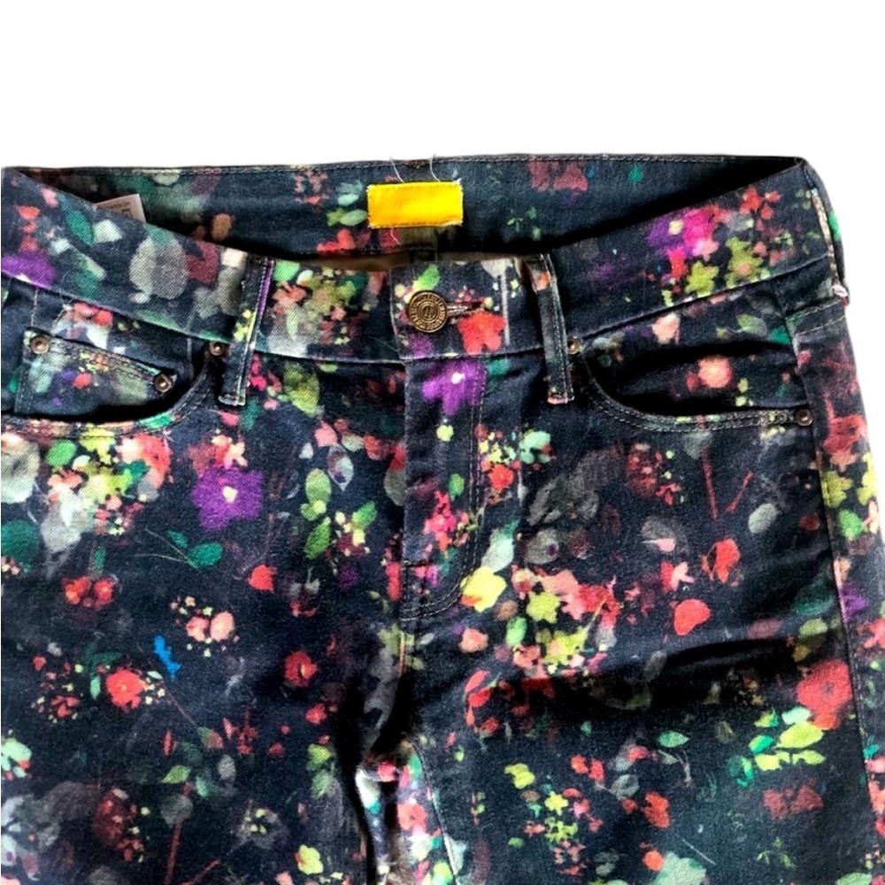Mother Floral Black Denim Wild Flowered Jeans with Ankle zippers and low riseY2K - Picture 6 of 9